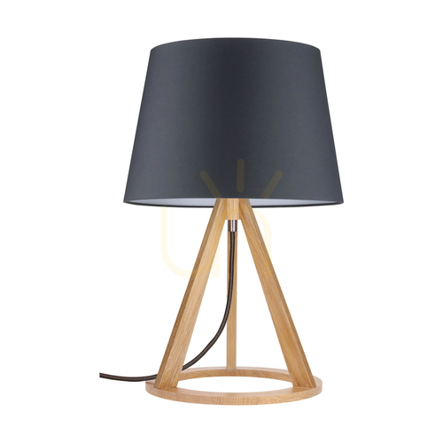 Kontrollera Konan bordslampa 1xE27 Max. 25 W oljad ek/antracit, flätad sladd/antracit lampskärm, Ø 30 cm