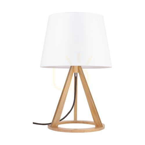 Kontrollera Konan bordslampa 1xE27 Max. 25 W oljad ek/antracit, flätad sladd/vit lampskärm, Ø 30 cm