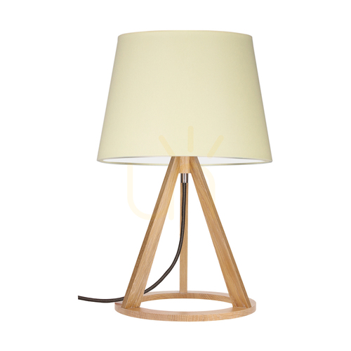 Kontrollera Konan bordslampa 1xE27 Max. 25 W, oljad ek/antracit, flätad sladd/krämfärgad lampskärm, Ø 30 cm