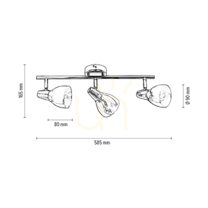 Kora taklampa, 3xE14, Max. 40 W, krom/flerfärgade glasskärmar, 58,5 cm small 2