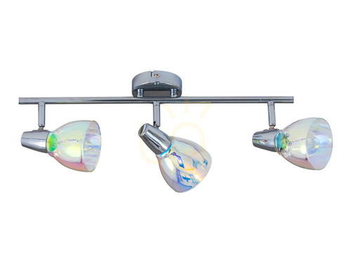 Kontrollera Kora taklampa, 3xE14, Max. 40 W, krom/flerfärgade glasskärmar, 58,5 cm