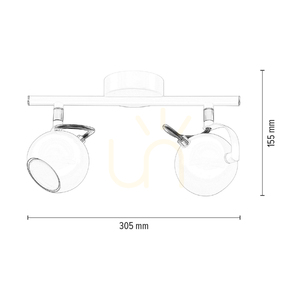 Taklampa Lea, 2xGU10, Max. 50 W, vit/krom, metall, 30,5 cm small 4
