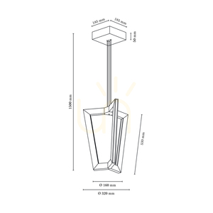 Leif taklampa, 3xLED, 3000K, 20,5 W, oljad ek / genomskinlig PVC-sladd, 53 cm small 2