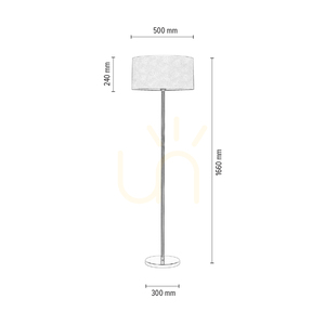 Leila golvlampa, 1xE27, Max. 60 W, kromfärgad metall/genomskinlig PVC-sladd/lampskärm av papper och PVC med krokodilmönster, Ø 50 cm small 5