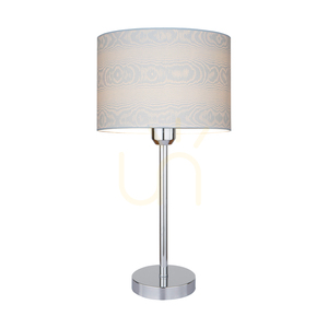 Leila bordslampa, 1xE27, Max. 40 W, krommetall / genomskinlig PVC-sladd / lampskärm av papper och PVC med trämönster, Ø 50 cm small 1