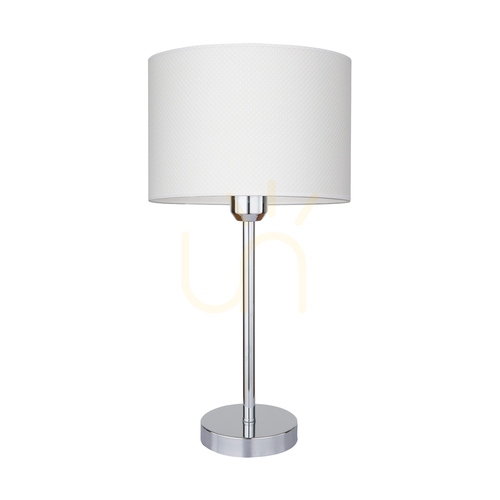Kontrollera Leila bordslampa, 1xE27, Max. 40 W, krommetall / transparent PVC-sladd / lampskärm av papper och PVC med prickmönster, Ø 25 cm
