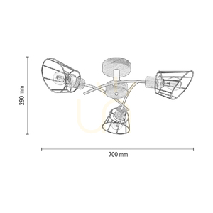Linra taklampa, 3xE27, Max. 40 W, oljad ek/svart metall, Ø 70 cm small 3