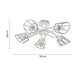 Linra taklampa, 5xE27, Max. 40 W, oljad ek/svart metall, Ø 70 cm small 3