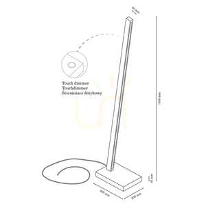 Linus golvlampa, 1xLED, 3000 K, 22 W, bok- och valnötsträ, svart flätad sladd med beröringsdimmer, 30 cm small 4