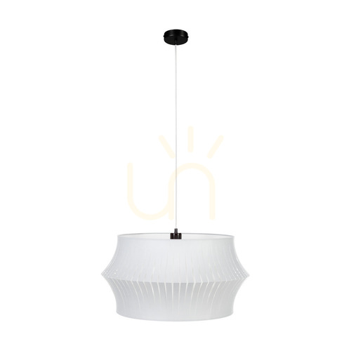 Kontrollera Lotus taklampa, 1xE27, Max. 60 W, svart metall/genomskinlig PVC-sladd/grå lampskärm, Ø 57 cm