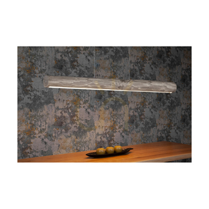 Lucas 1xLED 3000K 33W taklampa – betsad furu, grå/svart metall, genomskinlig PVC-sladd, med beröringsdimmer, 115 cm small 1