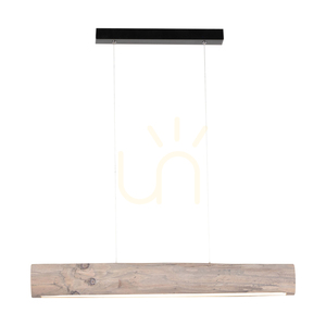Lucas 1xLED 3000K 25,5 W taklampa – gråbehandlad furu/svart metall/genomskinlig PVC-sladd med beröringsdimmer, 90 cm small 1