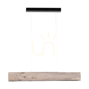Lucas 1xLED 3000K 25,5 W taklampa – gråbehandlad furu/svart metall/genomskinlig PVC-sladd med beröringsdimmer, 90 cm small 0