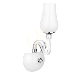 Lutecja vägglampa 1xE14 Max. 40 W, transparent krommetall/vit glasskärm, 18 cm small 0