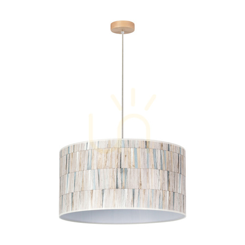 Kontrollera Luna taklampa, 1xE27, Max. 60 W, björk/genomskinlig PVC-sladd/flerfärgad lampskärm av tapet, Ø 50 cm