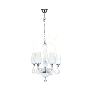 Lutecja-krona, 5xE14, Max. 40 W, metall i transparent krom/vit glasskärm, Ø 42 cm small 0