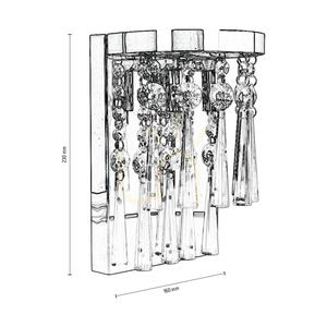 Luxoria vägglampa, inkluderar 2 G9-fattningar, max. 3 W, krommetall/genomskinliga kristaller, 16 cm small 3