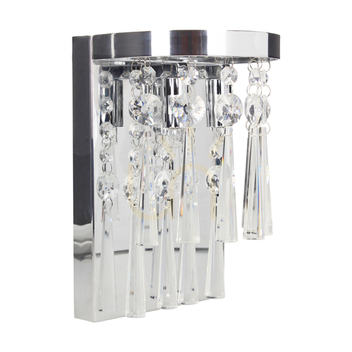 Kontrollera Luxoria vägglampa, inkluderar 2 G9-fattningar, max. 3 W, krommetall/genomskinliga kristaller, 16 cm