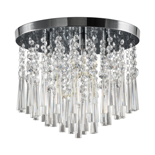 Kontrollera Luxoria taklampa, inklusive 4 G9-fattningar, max. 3 W, krommetall/genomskinliga kristaller, Ø 35 cm