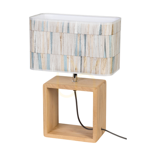 Kontrollera Malo bordslampa, 1xE27, Max. 25 W, oljad ek/antracit, flätad sladd/flerfärgad, lampskärm av tapet, 30 cm
