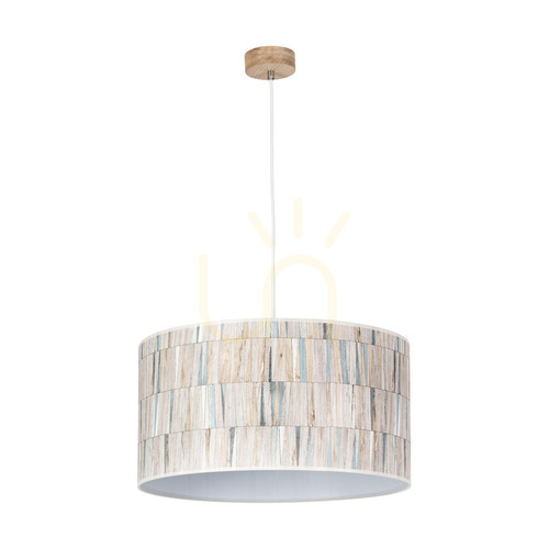 Kontrollera Malo taklampa, 1xE27, Max. 60 W, oljad ek / genomskinlig PVC-sladd / lampskärm i mångfärgad tapet, Ø 50 cm