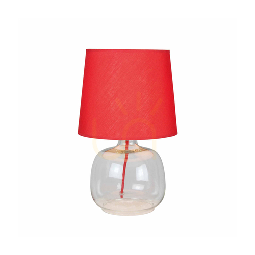 Kontrollera Mandy bordslampa, 1xE27, Max. 40 W, klart glas/röd flätad sladd/röd lampskärm, Ø 22,5 cm
