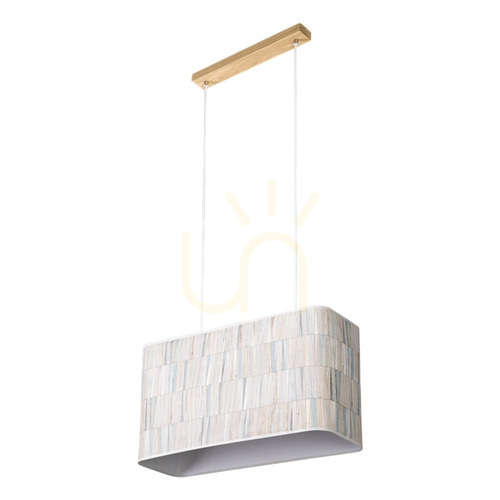 Kontrollera Malo taklampa 2xE27 Max. 40 W, oljad ek/genomskinlig PVC-sladd/flerfärgad lampskärm av tapet, 56 cm