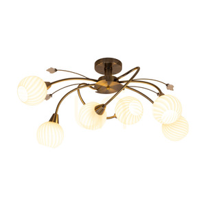 Marbella taklampa, 6xE14, Max. 40 W, metall med patina/vit glasskärm, 80 cm small 1