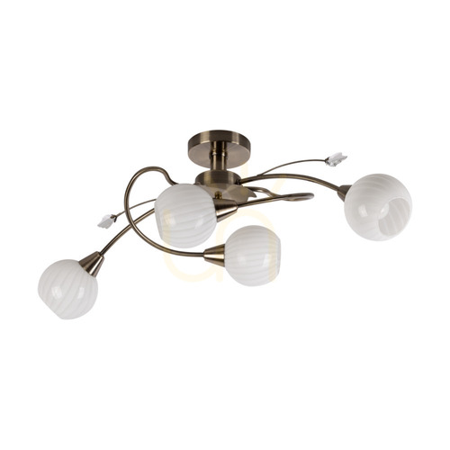 Kontrollera Marbella taklampa, 4xE14, Max. 40 W, metall med patina/vit glasskärm, 79 cm