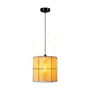 Marinero taklampa, 1xE27, Max. 15 W LED, svart metall/svart flätad kabel/svart metallskärm med beige linne, Ø 40 cm small 1
