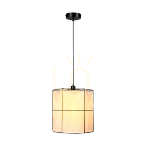 Marinero taklampa, 1xE27, Max. 15 W LED, svart metall/svart flätad kabel/svart metallskärm med vitt linne, Ø 40 cm small 1
