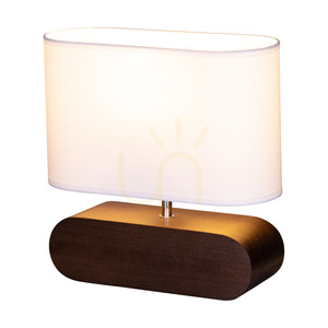 Marinna bordslampa, 1xE27, Max. 25 W, bok- och valnötsträ / genomskinlig PVC-sladd / vit lampskärm, 30 cm small 1