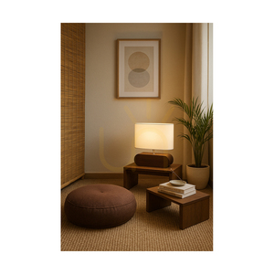 Marinna bordslampa, 1xE27, Max. 25 W, bok- och valnötsträ / genomskinlig PVC-sladd / vit lampskärm, 30 cm small 4