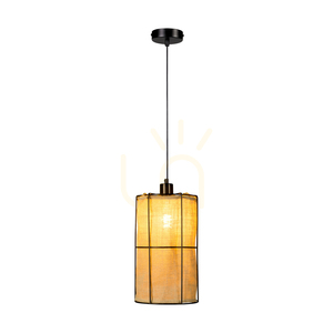 Marinero taklampa, 1xE27, Max. 15 W LED, svart metall/svart flätad kabel/svart metallskärm med beige linne, Ø 20 cm small 1