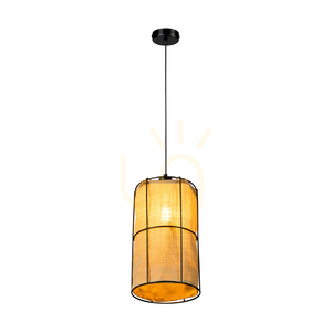 Marinero taklampa, 1xE27, Max. 15 W LED, svart metall/svart flätad kabel/svart metallskärm med beige linne, Ø 20 cm small 3