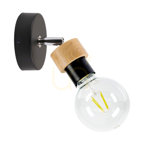 Kontrollera Marjolaine vägglampa 1xE27 Max. 25 W, oljad ek/svart metall, 13 cm