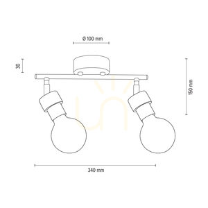 Marjolaine taklampa, 2xE27, Max. 25 W, oljad ek/svart metall, 34 cm small 2