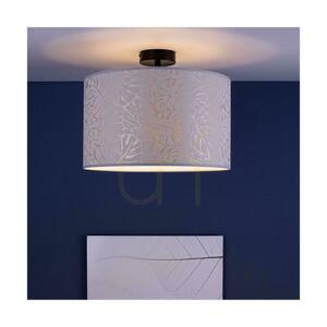 Mateo taklampa, 1xE27, Max. 60 W, svart metall/beige lampskärm med tapet, Ø 40 cm small 2