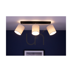 Mateo taklampa, 3xE27, Max. 25 W, svart metall/krommetall/beige, lampskärm av tapet, 67 cm small 1
