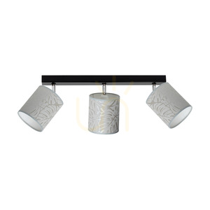 Mateo taklampa, 3xE27, Max. 25 W, svart metall/krommetall/beige, lampskärm av tapet, 67 cm small 0