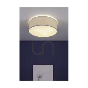 Mateo taklampa, 3xE27, Max. 25 W, vit metall/beige, lampskärm av tapet, Ø 38 cm small 1