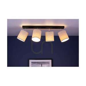 Mateo taklampa, 4xE27, Max. 25 W, svart metall/krommetall/beige, 90 cm lampskärm i tapet small 1