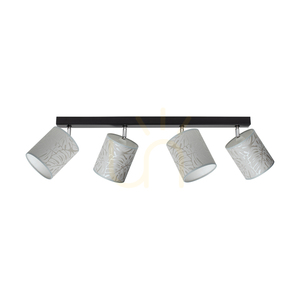 Mateo taklampa, 4xE27, Max. 25 W, svart metall/krommetall/beige, 90 cm lampskärm i tapet small 0