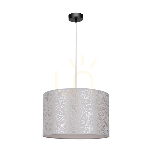 Kontrollera Mateo taklampa, 1xE27, Max. 60 W, svart metall/genomskinlig PVC-sladd/beige lampskärm av tapet, Ø 40 cm