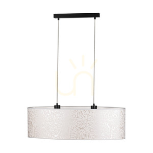 Mateo taklampa, 2xE27, Max. 40 W, svart metall/genomskinlig PVC-sladd/beige lampskärm av tapet, 80 cm small 2