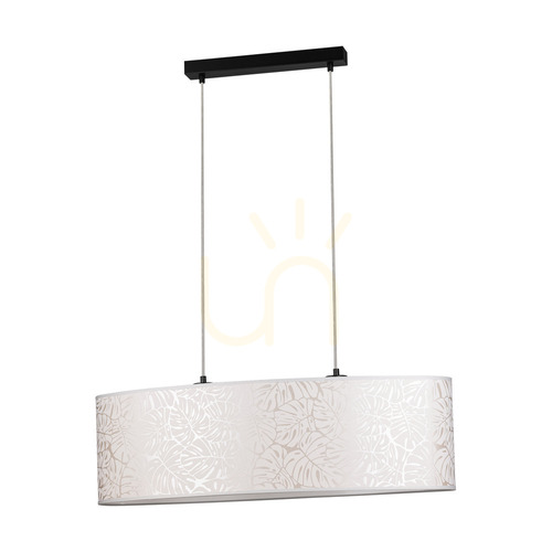 Kontrollera Mateo taklampa, 2xE27, Max. 40 W, svart metall/genomskinlig PVC-sladd/beige lampskärm av tapet, 80 cm