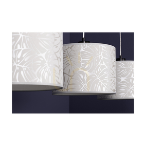 Mateo taklampa, 3xE27, Max. 25 W, svart metall/genomskinlig PVC-sladd/beige lampskärm av tapet, 117 cm small 2