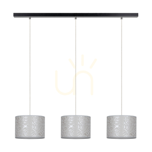 Mateo taklampa, 3xE27, Max. 25 W, svart metall/genomskinlig PVC-sladd/beige lampskärm av tapet, 117 cm small 0