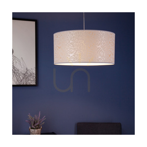 Mateo taklampa, 1xE27, Max. 60 W, svart metall/genomskinlig PVC-sladd/beige lampskärm av tapet, Ø 50 cm small 1