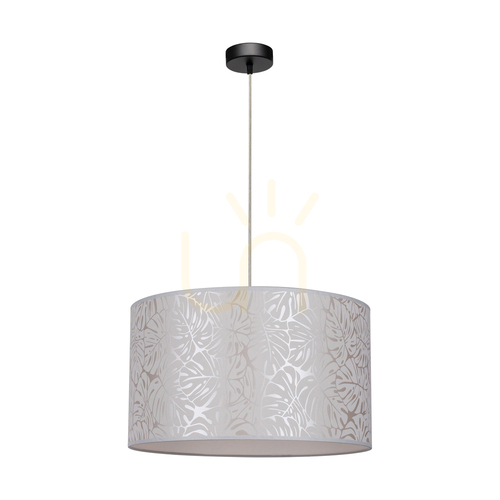 Kontrollera Mateo taklampa, 1xE27, Max. 60 W, svart metall/genomskinlig PVC-sladd/beige lampskärm av tapet, Ø 50 cm